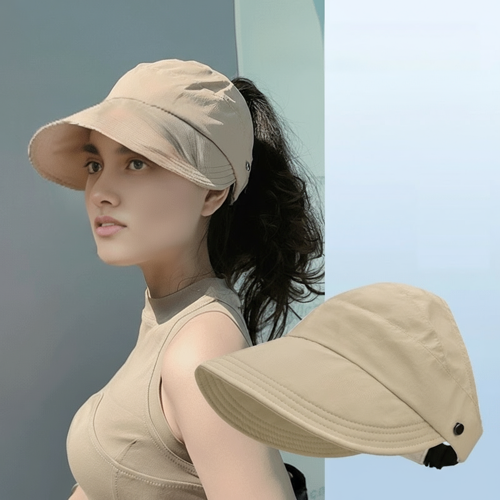 Breathable Polyester Sun Visor Hat – Quick-Dry Adjustable Cap with Wide Brim, Lightweight & Foldable for Hiking & Riding