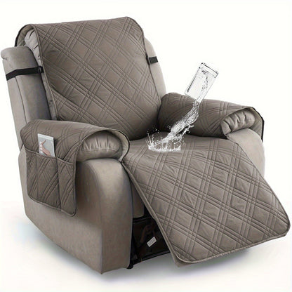Waterproof Non-Slip Recliner Cover – One-Piece Chair Protector with Side Pockets