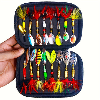 Metal Spoon Spinner Bait Kit – 16pcs Durable Fishing Lures with Storage Box Perfect for Pike, Bass, and Outdoor Fishing Adventures