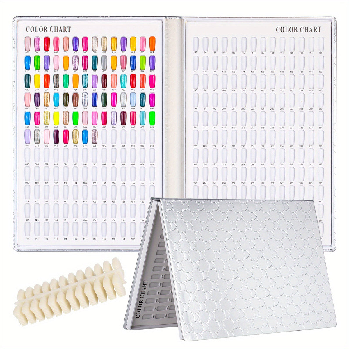 Heart Nail Sample Chart – 308 Color, 360-Tip Gel Display Book for Salon-Ready Nail Art, No Glue or Pasting Needed