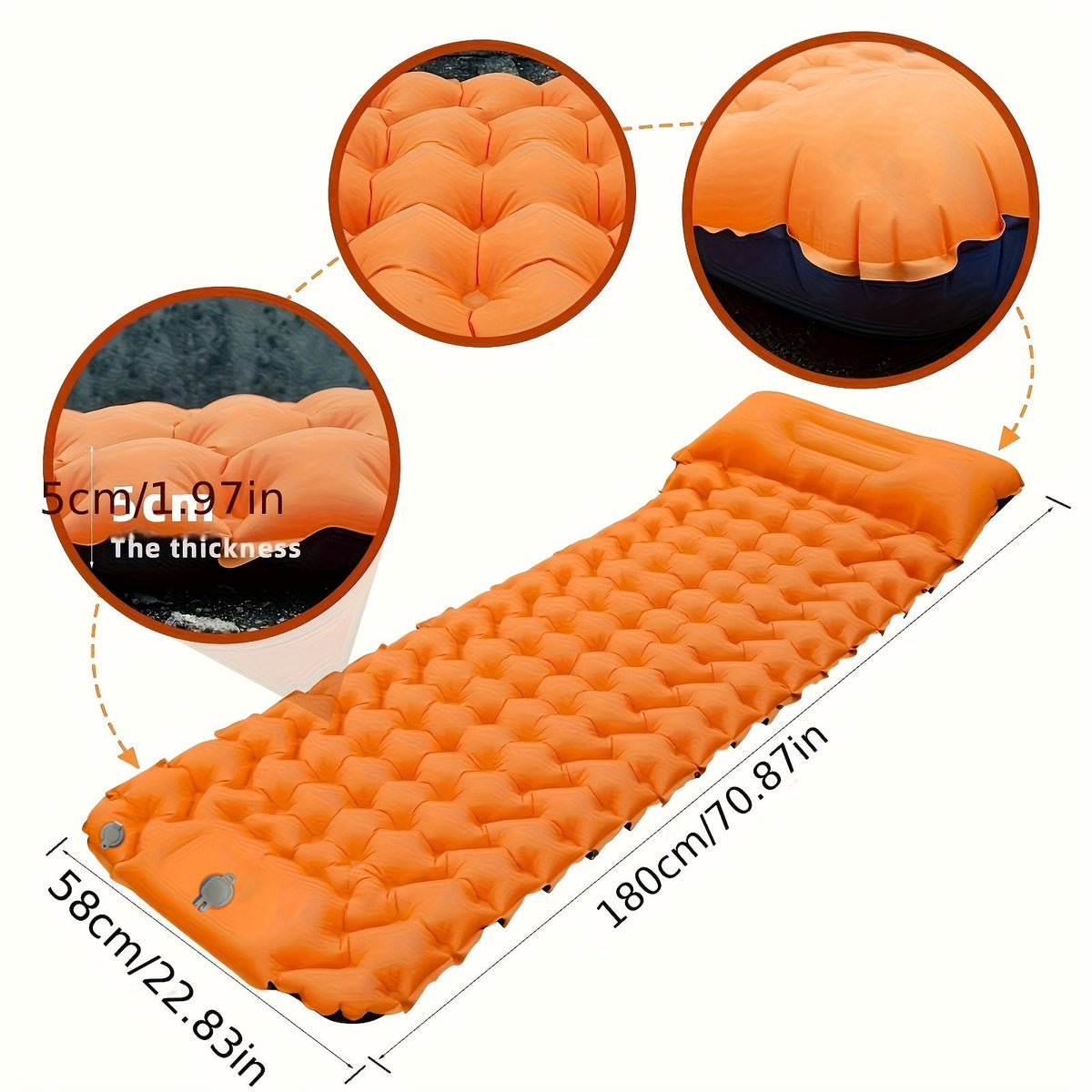 Ultralight Inflatable Air Cushion Mattress – Foldable Camping Bed with Pillow, Durable Comfort for Hiking, Trekking, or Travel