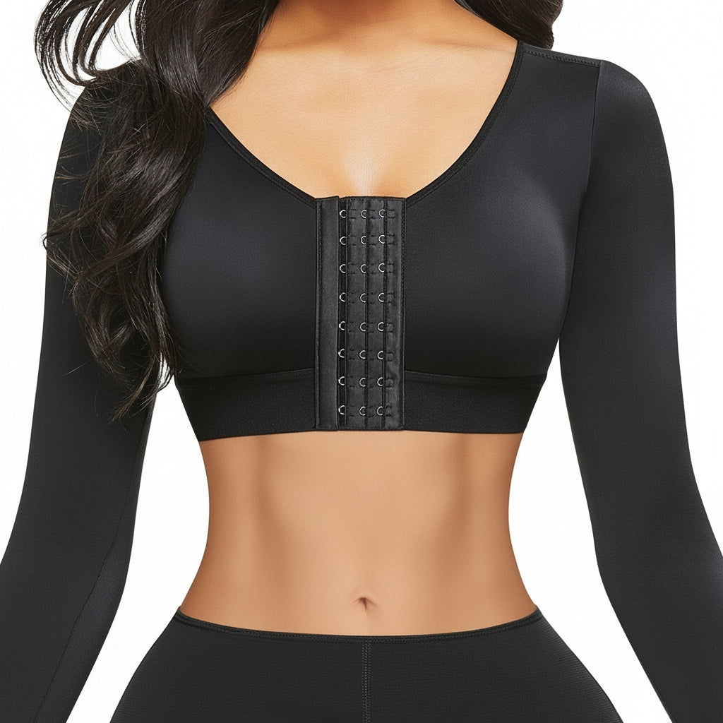 Long Sleeve Compression Arm Slimmer Top –  Shapewear with Chest Push-Up Support for Arm Sculpting, Recovery, Slimming & Autumn Layering
