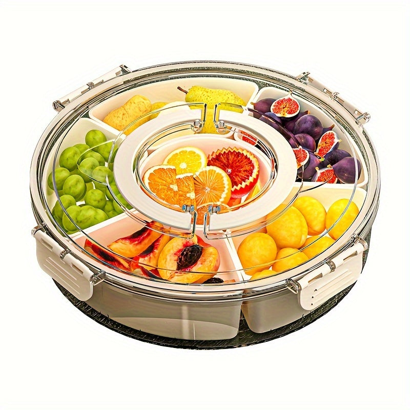 Rotating Snack Tray with Lid – Stylish Round Organizer to Elegantly Serve Snacks for Parties, Holidays, Weddings & Daily Use