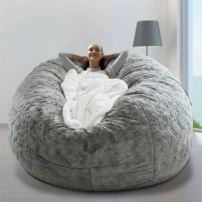 Soft Fluffy Plush Sofa Bean Bag Chair Cover – Faux Fur Slipcover for Cozy Seating, Living Room Decor, Gaming and Lounge Comfort (No Filling Included)