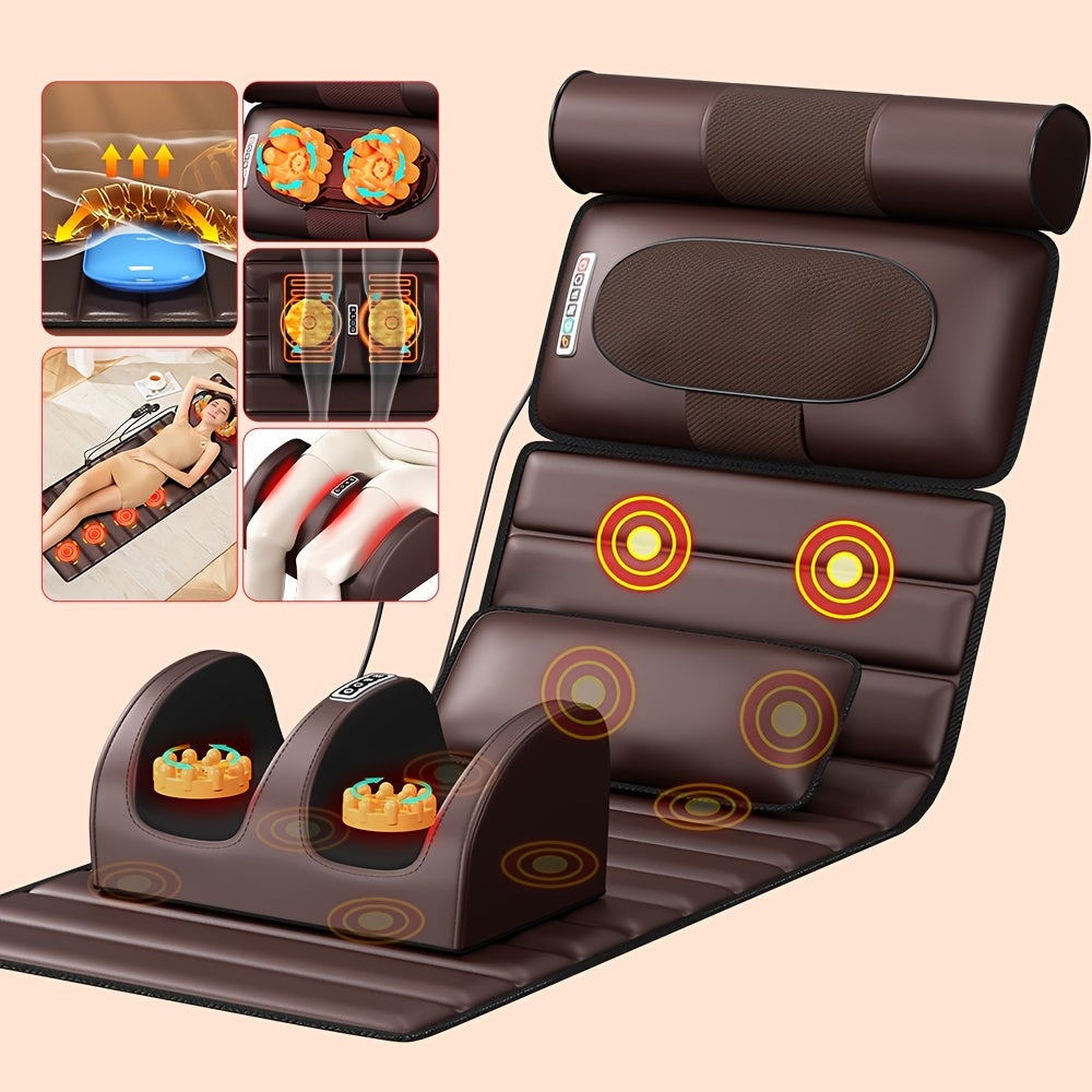 Full Body Vibrating Massage Mat with Heating Pad – 10 Nodes Multi-Zone Relaxation Mat with Heat, Soothing Vibrations, and Adjustable Settings for Daily Stress Relief