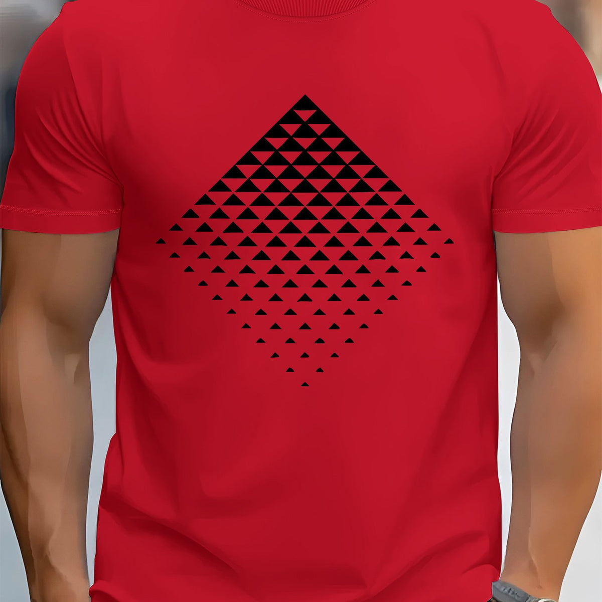 Men’s Black Mosaic Sports T-Shirt – Breathable Short Sleeve Tee for Comfortable Summer Fitness and Casual Wear