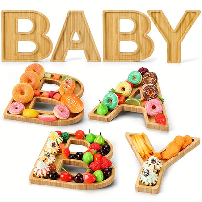 Baby-Shaped Charcuterie Tray Set- 4-Piece Wooden Letter Boards for Gender Reveal, Baby Shower, or Birthday Party Snacks