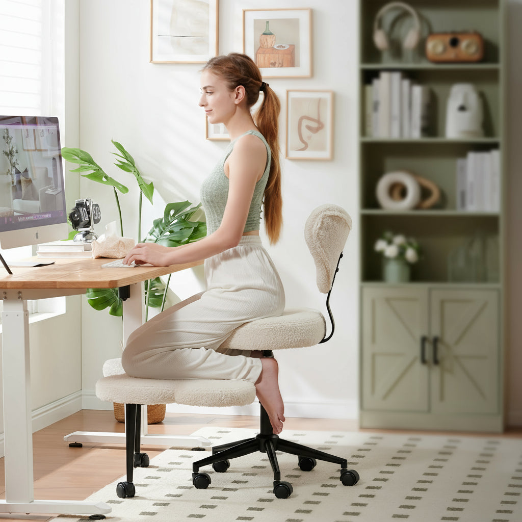 Ergonomic Cross-Legged Office Chair – Swivel Meditation Seat with Lumbar Support, Adjustable Height & Modern Design
