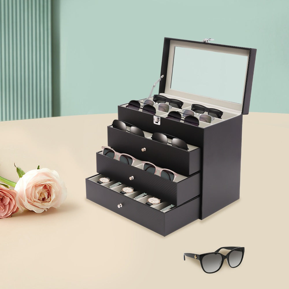 Multi-Functional Wall-Mounted Foldable Glasses Case –  Sunglasses and Myopia Storage Case for Women, Portable, Anti-Pressure, Multi-Compartment Design, Perfect for Travel and Everyday Use