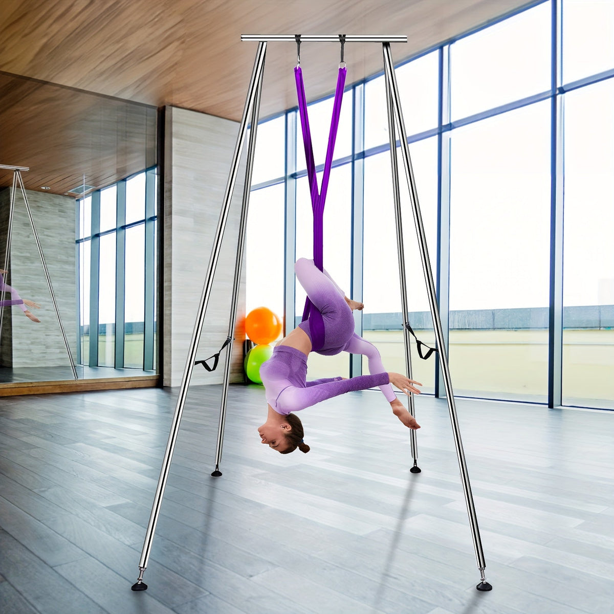 Aerial Yoga Frame & Hammock – 9.67ft Height Yoga Swing with 13.1 Yards Hammock, Supports 551 Lbs, Ideal for Indoor or Outdoor