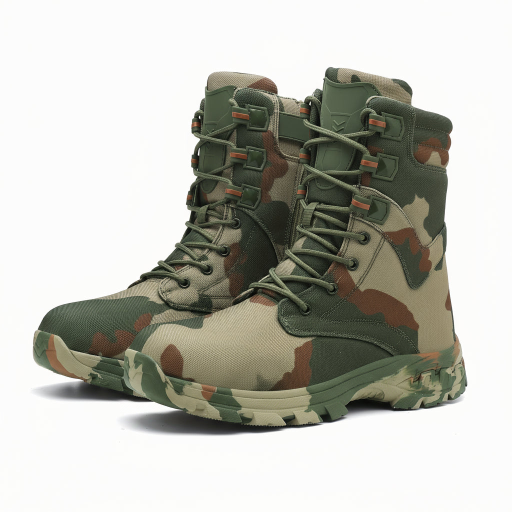 Men’s Camo High-Top Hiking Boots – Non-Slip Lace-Up Outdoor Work Shoes for Trekking, Hunting & Adventure