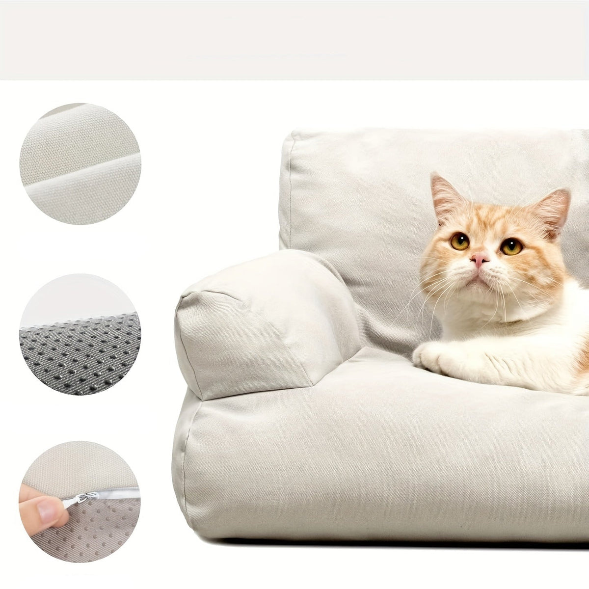 Cozy Pet Sofa Bed for Cats & Small Dogs- Soft Washable Cushion with Non-Slip Base for Up to 25lbs of Furry Comfort