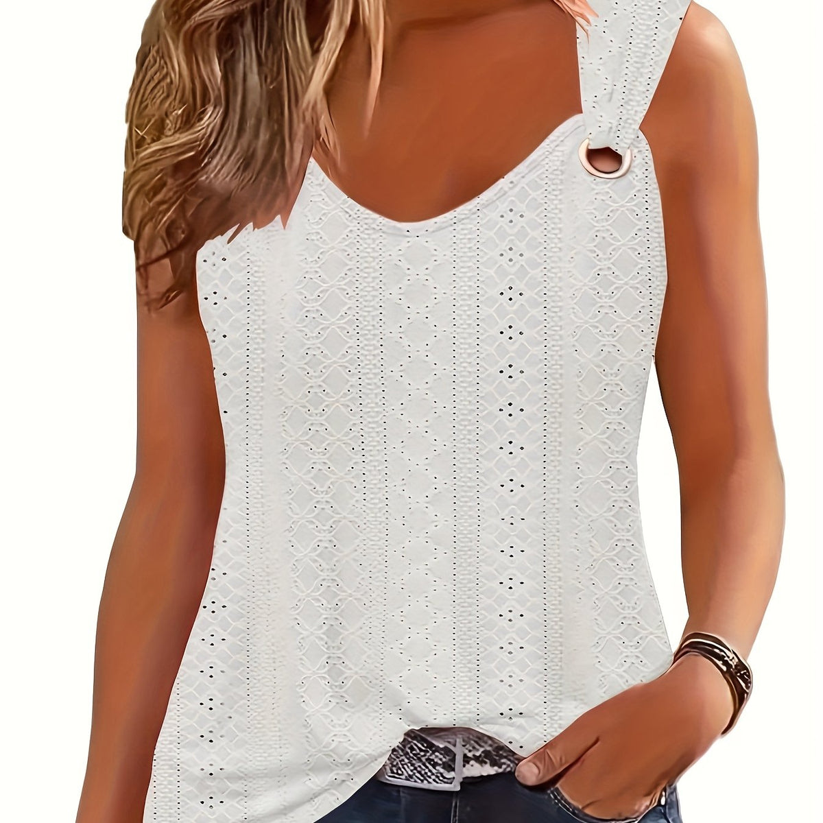 Women’s V-Neck Sleeveless Summer Top – Casual Loose Fit Comfortable Vest for Trendy Everyday Warm Weather Outfits