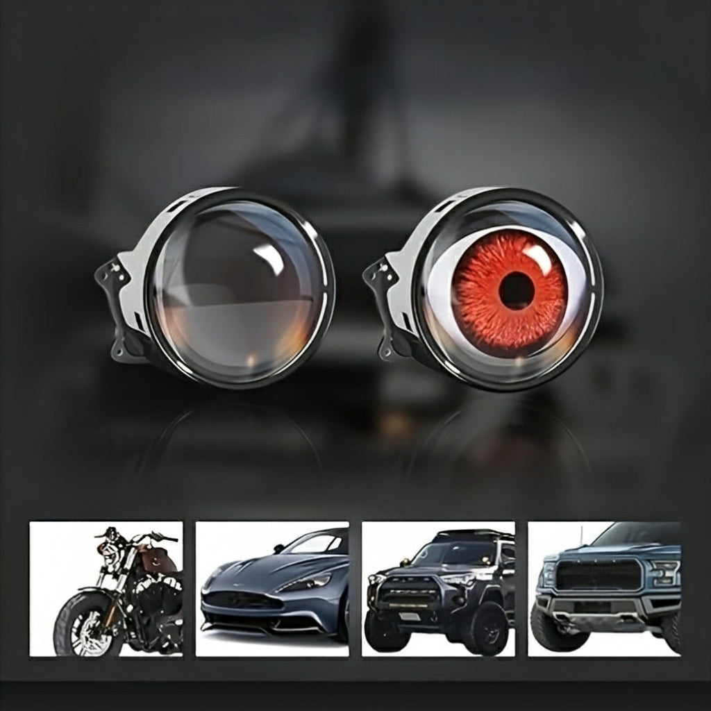 Devil’s Eyes LED Car Lights – 6-Mode Dynamic Demon Eye Lens, USB-Powered 12V Automotive Bulbs with Adjustable Patterns for Custom Car Lighting