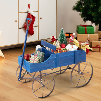 Wooden Garden Wagon Trolley Planter Bed with Wheels – Stylish Raised Bed Design for Growing Herbs, Flowers, and Veggies Anywhere with Ease and Charm