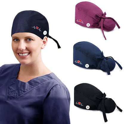 Adjustable Scrub Caps for Women – Lightweight Breathable Nurse Hats with Ponytail Holder for Doctors and Healthcare Staff