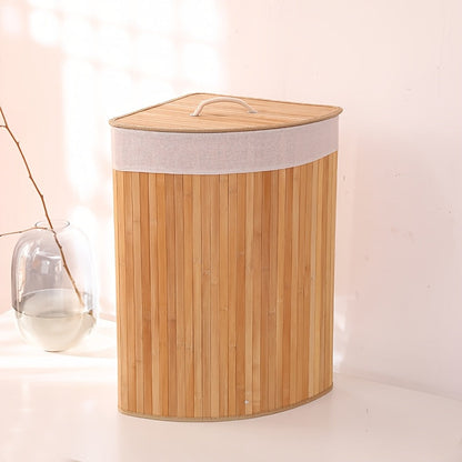 Bamboo Woven Laundry Basket with Lid – Large Foldable Dirty Clothes Hamper for Home Storage