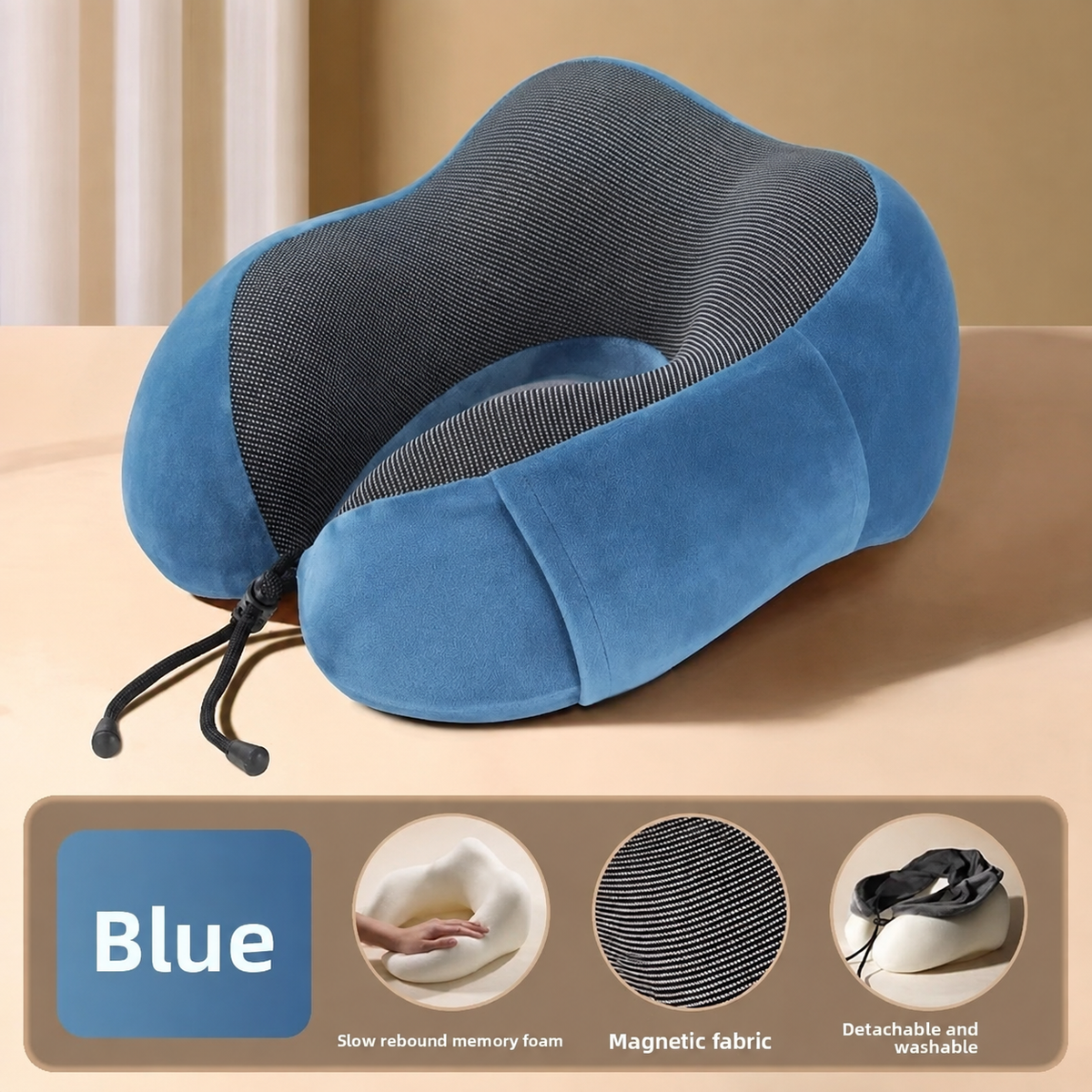 U-Shaped Memory Foam Neck Pillow – Soft Ergonomic Travel Pillow with Cervical Support for Airplanes, Sleeping, Relaxation and Neck Comfort