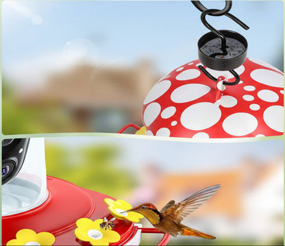 Solar Hummingbird Feeder with Camera- AI 2K Smart Feeder Captures Motion Videos, Bee-Proof, Perfect Christmas Gift