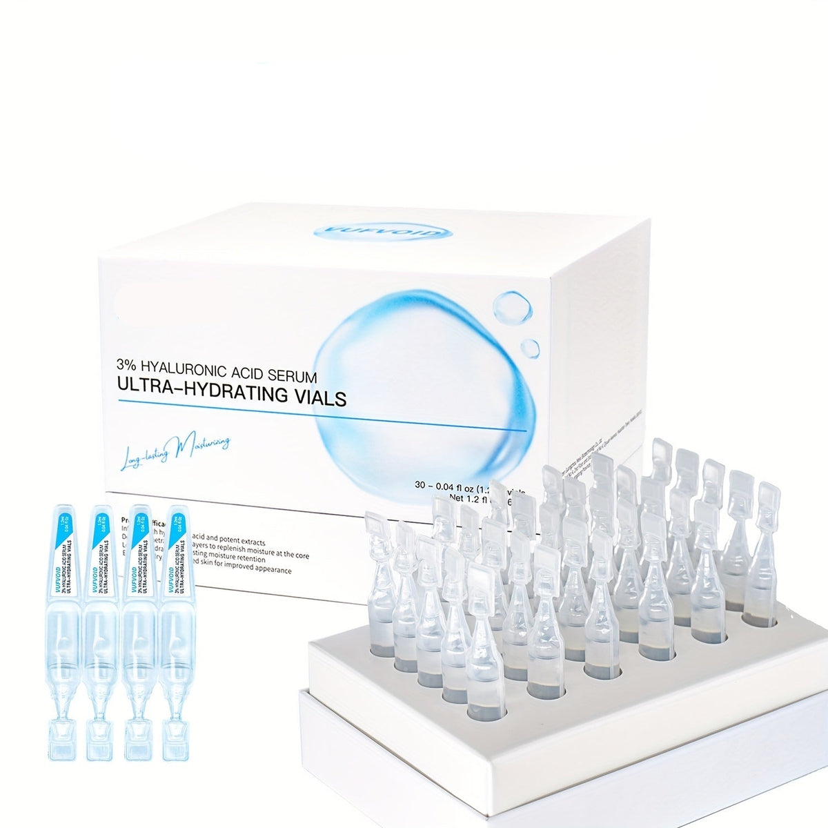Hyaluronic Acid Serum – Portable Vials with 4D Hydration for Deep Moisturizing, Firming, Wrinkle Reduction, and Revitalizing Skin for Radiant, Youthful Glow