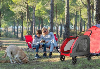 Spacious Heavy-Duty Pet Stroller – 120lb Capacity Dog & Cat Travel Stroller with 360° Wheels, Mesh Panels & One-Step Folding Design for Outdoor Adventures