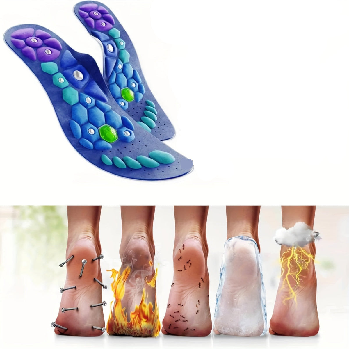 Acupoint Massage Insoles – Comfort Support Footbeds for Pain Relief, Boost Circulation, and Improve Walking Posture