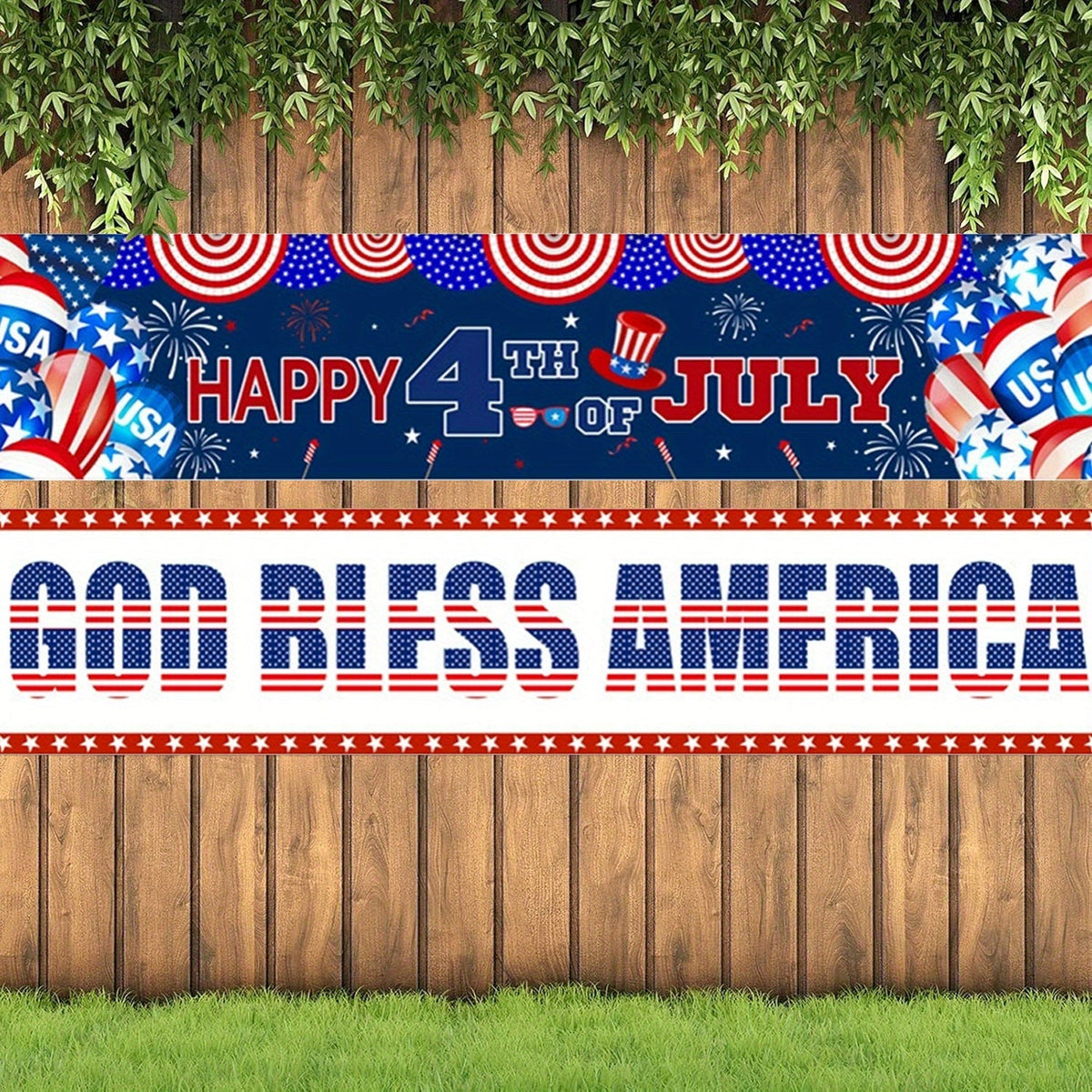 Patriotic Yard Banners –2pcs 4th of July Outdoor Independence Day Decorations with “God Bless America” Flag Design for Gardens, Parties & Holiday Celebrations