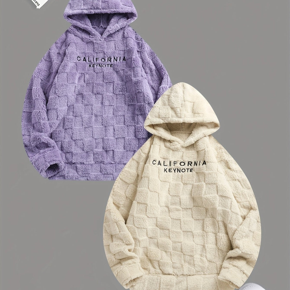 California Embroidered Fleece Hoodie – Unisex Loose-Fit Winter Sweatshirt with Plush Comfort for Daily Wear