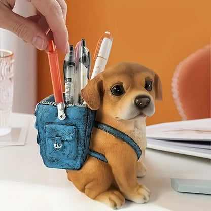 Dog-Shaped Desk Organizer – Creative ABS Resin Pen Holder with Polished Finish, Portable Office Storage for Students and Professionals, Unique Gift for All Occasions