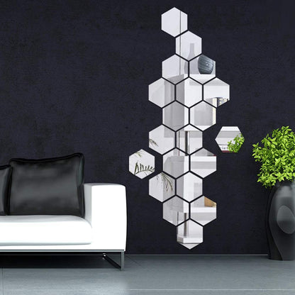 Hexagonal Acrylic Mirror Wall Sticker
