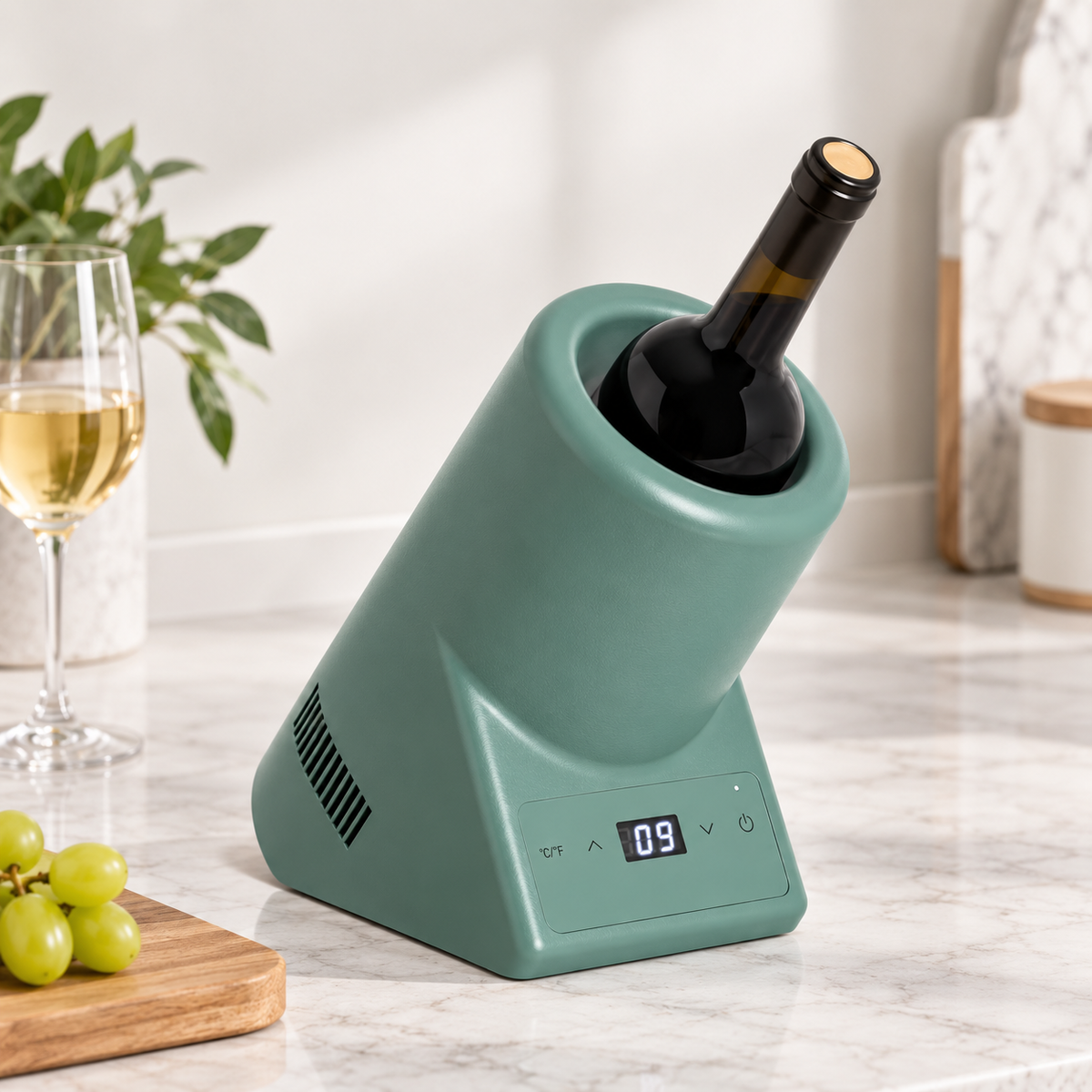 Single-Bottle Wine Chiller – Compact Thermoelectric Cooler with 5–18°C Adjustable Temperature Control for Home, Hotel, RV, Car and Commercial Use
