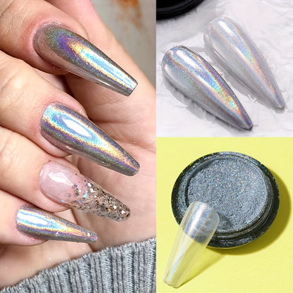 Laser Chameleon Nail and Eye Shadow – 1.9g Magic Mirror Chrome Powder for Nails, Eyeshadow & Lips, Futuristic Gothic Shine with Metallic Finish