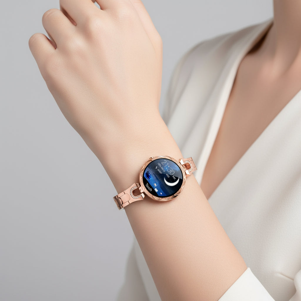 Fashion Diamond Smartwatch for Women – 1.09” Full Touch Screen, Call Function, 100+ Sports Modes, Pedometer, Elegant Design