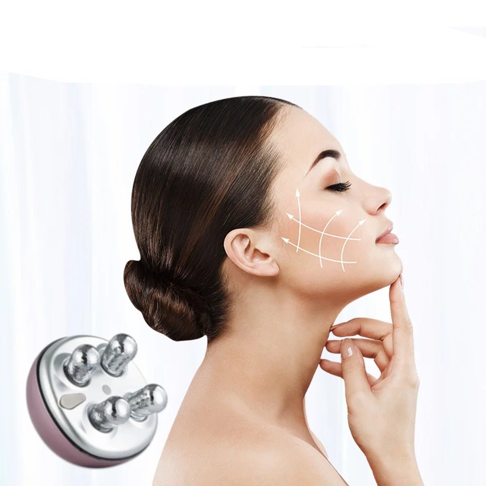Face Massager with EMS Microcurrent - Handheld 4-Roller Facial Device for Skin Care