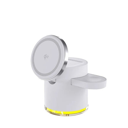 Fast Charging Wireless Charger with LED Light – 3-in-1 Charger with Foldable Stand for iPhone 15/14/13/12, Apple Watch & AirPods 15W