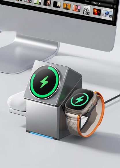 Fast Charging Wireless Magnetic Stand Charger – 3-in-1 15W Charger Effortless Charging for iPhone, Apple Watch & AirPods Sleek, Smart & Designed for Ultimate Convenience