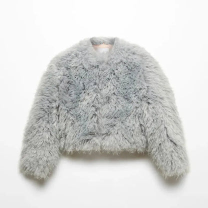 Faux Fur Coat for Women– Cozy V-Neck Loose Jacket for Women’s Chic Autumn & Winter Street Style