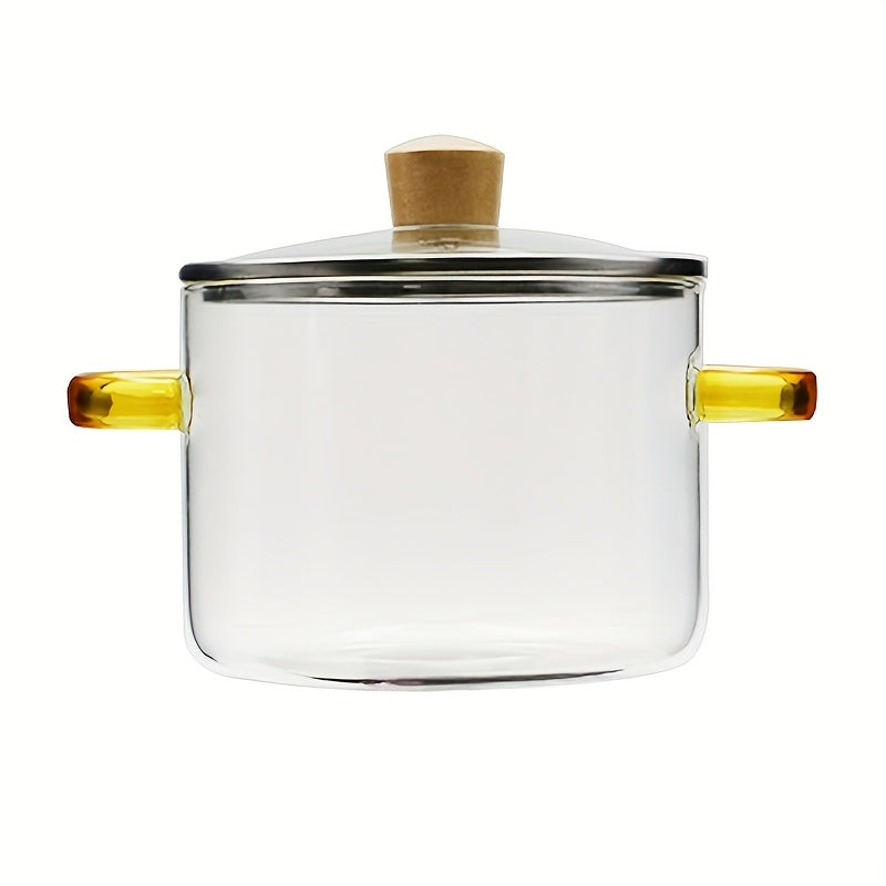 Borosilicate Glass Cooking Pot – 54oz Heat-Resistant Transparent Soup Pot for Stove & Oven, Easy Clean Kitchen Essential
