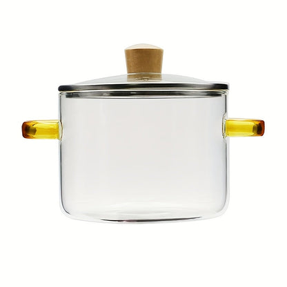 Borosilicate Glass Cooking Pot – 54oz Heat-Resistant Transparent Soup Pot for Stove & Oven, Easy Clean Kitchen Essential