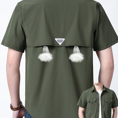 Men’s Quick-Dry Cooling Shirt – Short-Sleeve Lapel Design with Breathable Nylon-Spandex Fabric for Summer
