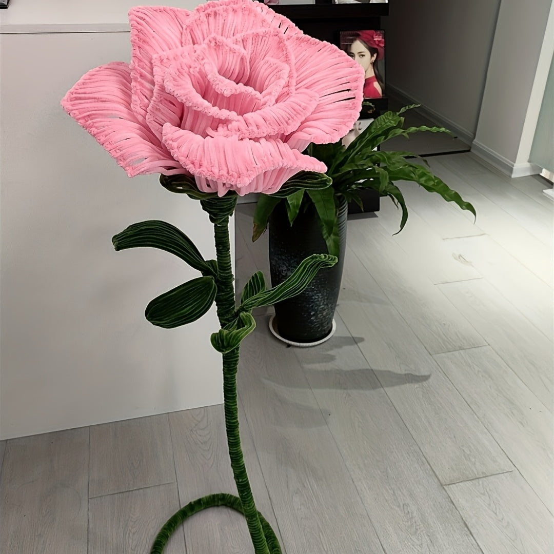 DIY Giant Rose Flower Craft Kit – 757pcs Flexible Pipe Cleaner Twist Rod Material for Handmade Decorations, Valentine’s Day, and Mother’s Day Gifts