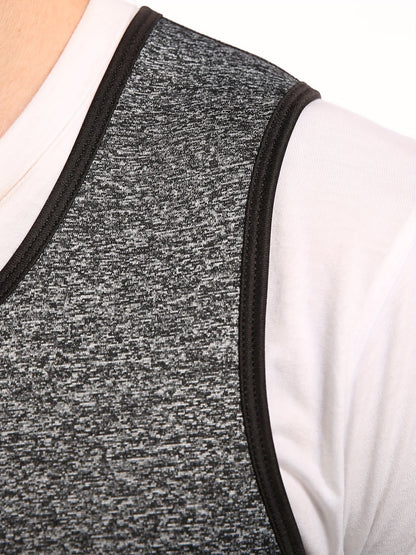 Men's Double Belt Shapewear Vest - High-Performance Neoprene Sweat Bodysuit - Extreme Waist Cincher & Belly Control - Firm Compression, Sporty Gray