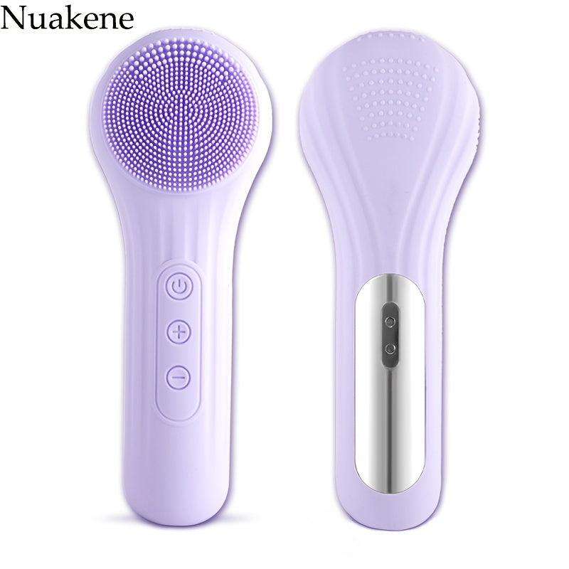 Rechargeable 2-in-1 Silicone Face Scrubber – Electric Cleansing & Heating Massage Brush with 5 Modes for Gentle, Effective Skincare