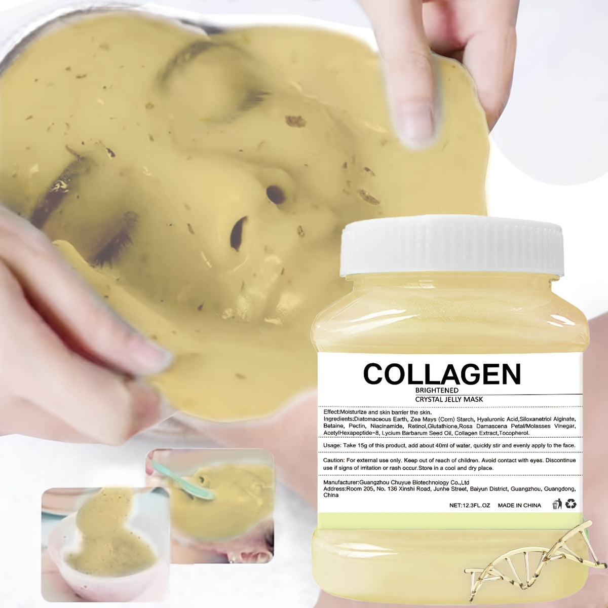 Collagen Facial Mask Powder – Hydrating Soft Film Facial Treatment with Hyaluronic Acid for Firming Skin Care