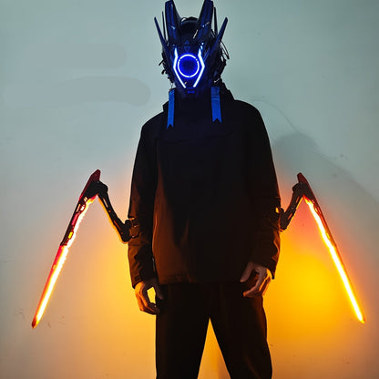 Cyberpunk LED Mantis Knife Set – Futuristic Costume Prop with Neon Edge Detailing for Cosplay, Parties, and Sci-Fi Action Looks