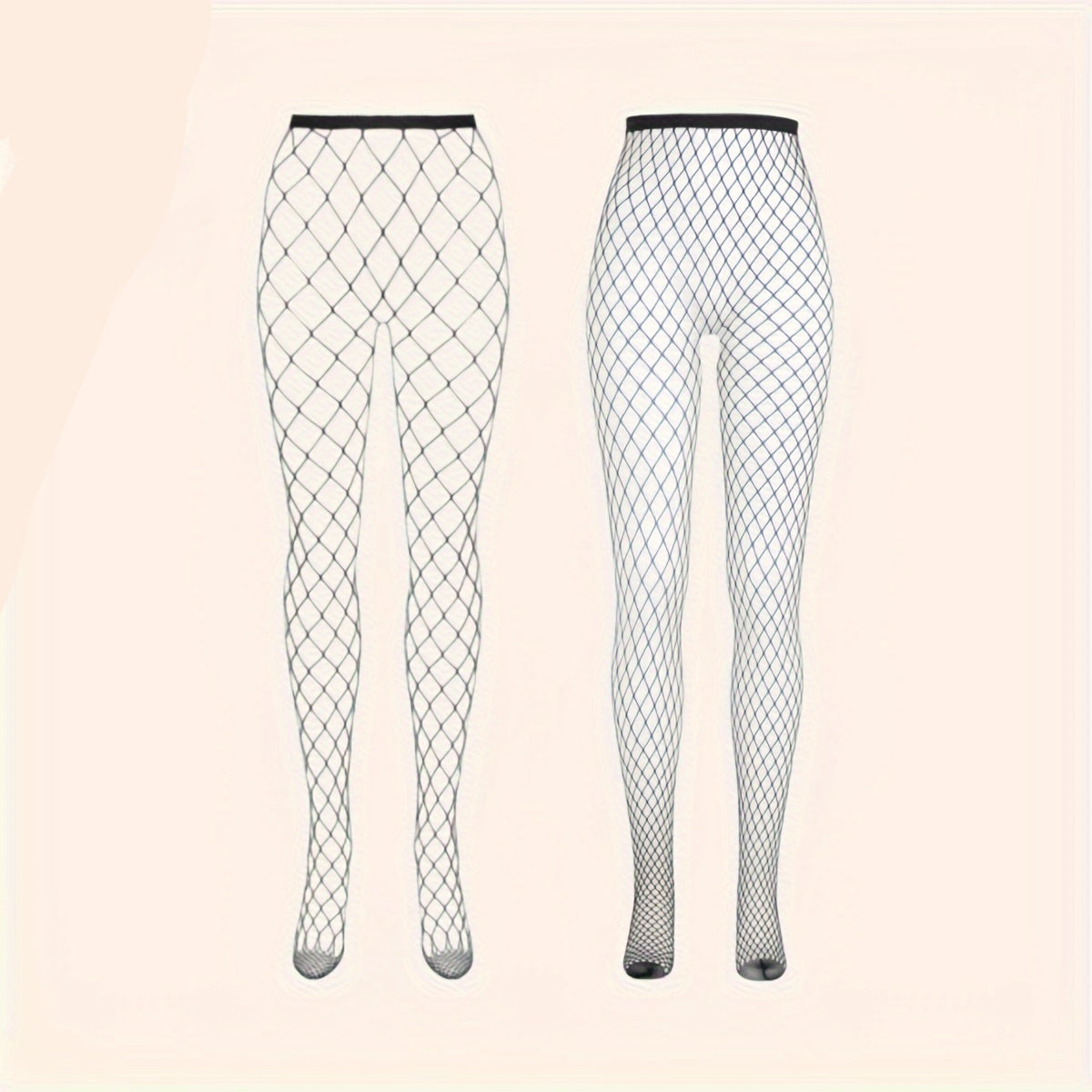 High-Waisted Plus Size Fishnet Tights – 2 Pairs Stretchy Lace Hollow Knit Design Ideal for Cosplay, Parties, or Flirty Street Style