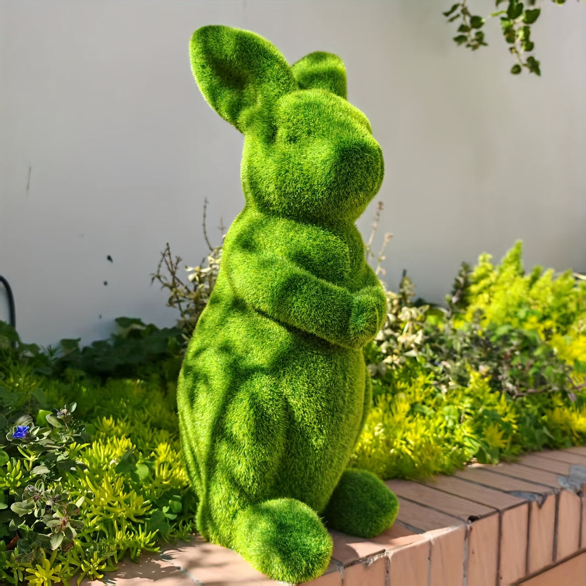 Green Resin Rabbit Statue – Charming Garden and Home Decor Accent with Playful Design for Indoor and Outdoor Artful Display
