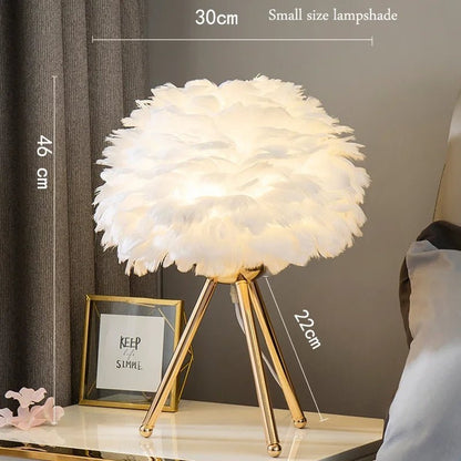 Feather Table Lamp – LED Bedside Light for Bedroom, Dining, or Coffee Shop Ambiance Décor
