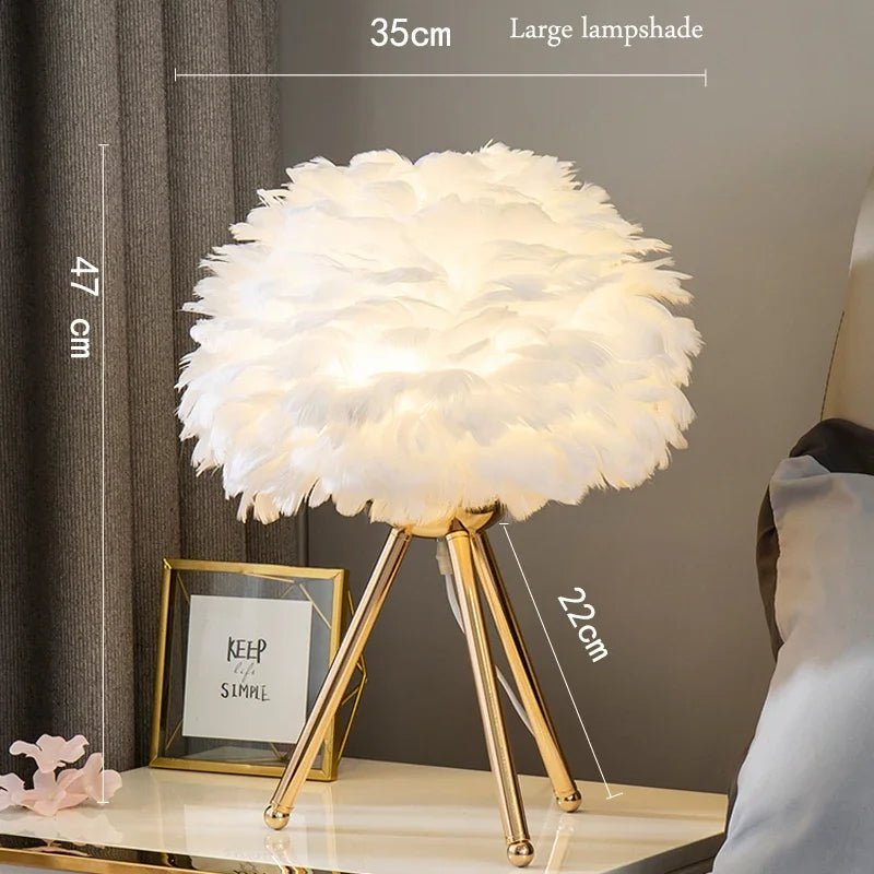 Feather Table Lamp – LED Bedside Light for Bedroom, Dining, or Coffee Shop Ambiance Décor