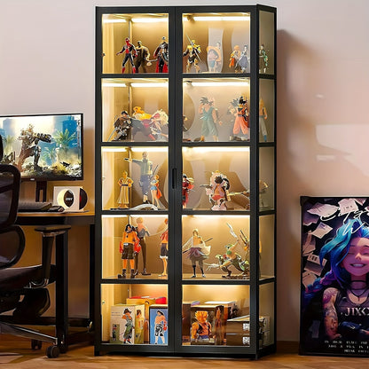 Five Tier Wooden Cabinet Organizer – Elegant Display Storage for Collectibles, Keepsakes, and Miniatures in Any Room or Workspace